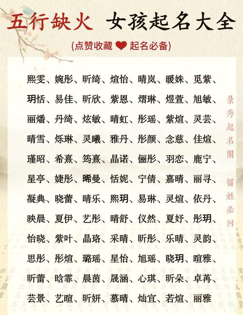 女孩子名字属火_属火的女孩取名_女孩属火取名大全文雅