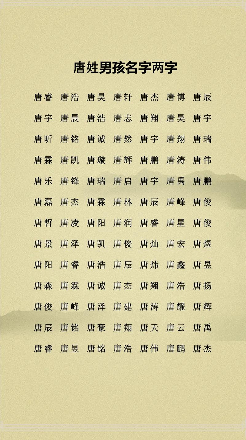 唐姓男孩五行缺水取名字_唐姓男孩五行属水名字寓意_唐姓男孩五行属水大气名字