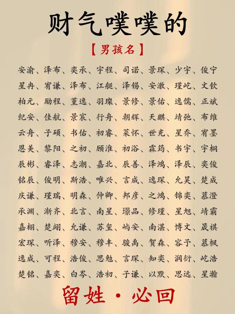 取名寓意财气_男孩取名字寓意贵气洋气_名字藏福泽